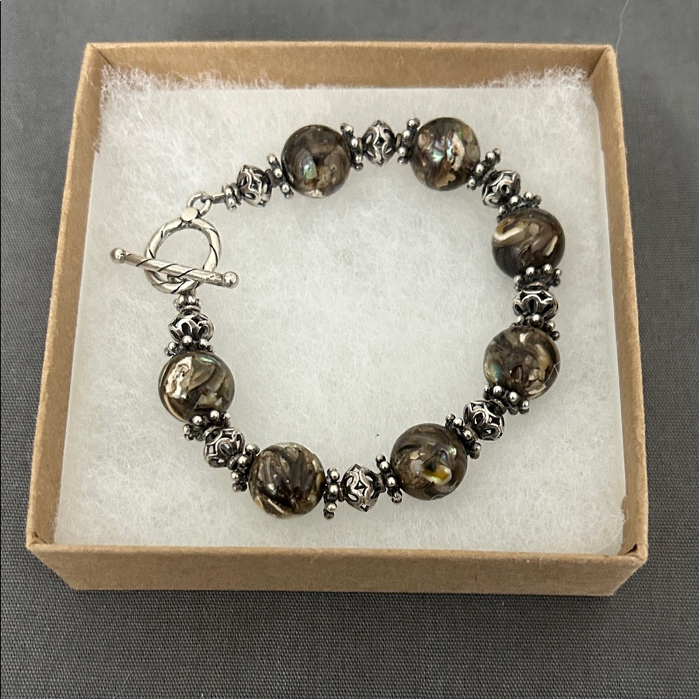 Artisan Beaded Bracelet with Silver Tones
